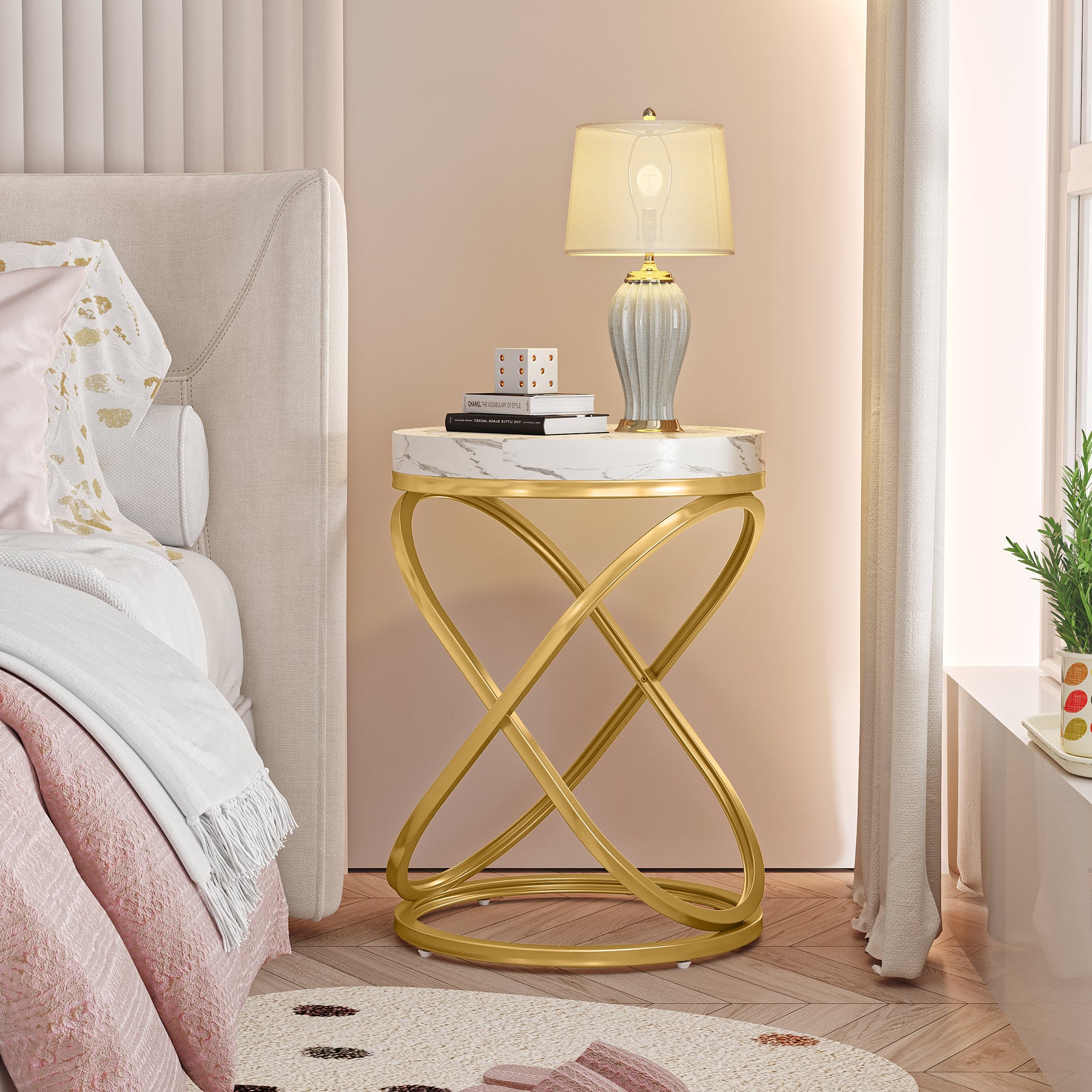 Round End Table, 26" Tall Side Table